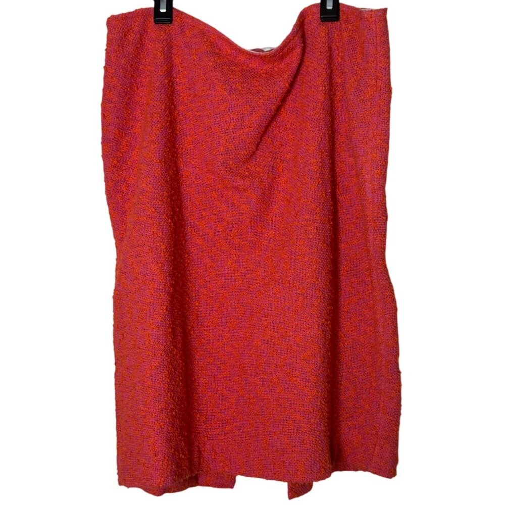 Lafayette 148 New York Bouclé Textured Pencil Skirt Orange Pink Size 14